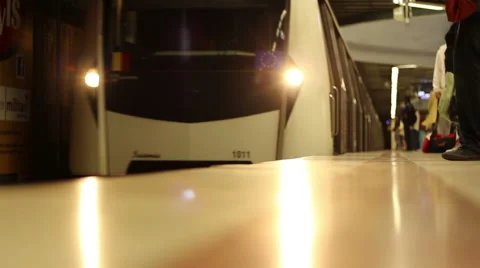 Subway Stops in Station Stock Footage 46127943