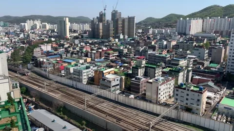 Subway through residential area Stock Footage 152035504