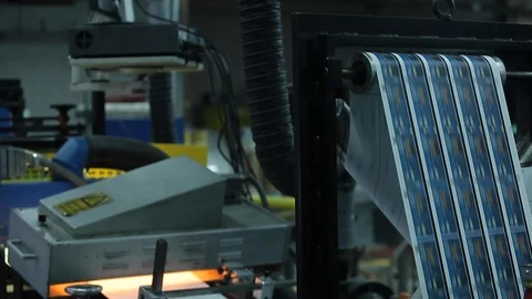 Subway Ticket Printing Rolls with High speed labeling machine in industrial Vídeo Stock 110771635