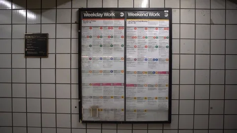 A subway timetable Stock Footage 112674671
