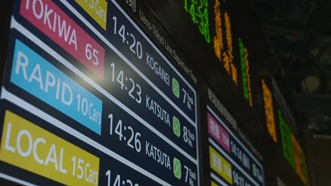 Subway timetable sign in Tokyo Video stock 86891895