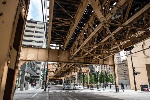 Subway tracks of the loop line in Chicago Stock Photos