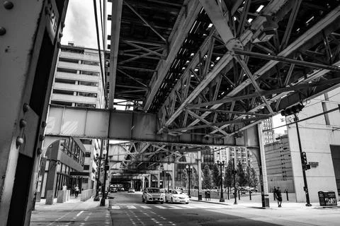 Subway tracks of the loop line in Chicago Stock Photos