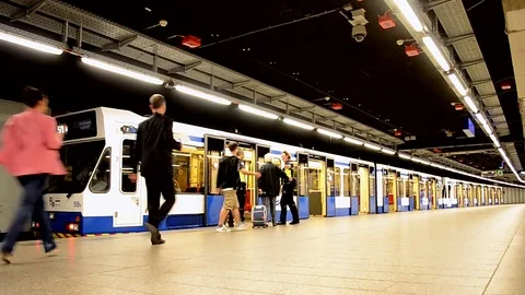 Subway train in Amsterdam, Netherlands. 스톡 동영상 71976814