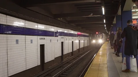 Subway train approaching 2 Stock Footage 84471913