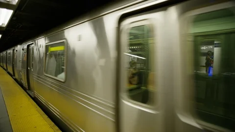 Subway train arrival New York City Stock Footage 129711174