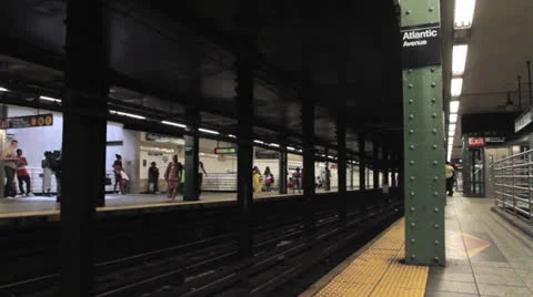 Subway Train Arriving at the Station Stock Footage 25770349