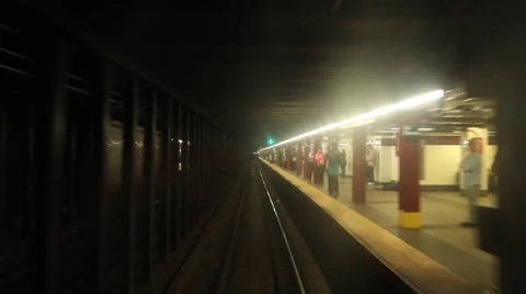 Subway train arriving in station Stock Footage 63304970