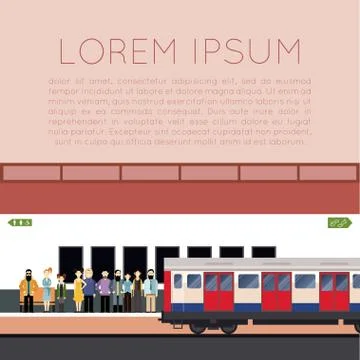 Subway train banner Stock Illustration