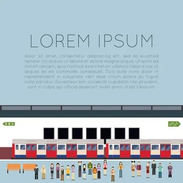 Subway train banner Stock Illustration