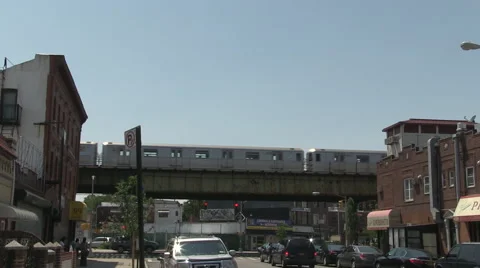 Subway train Brooklyn raised Stock Footage 40192380