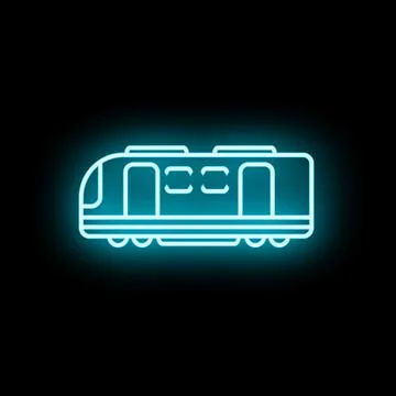 Subway train car icon glowing neon blue Illustrazione stock