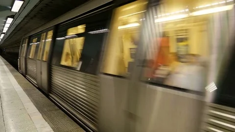 Subway train is comming to the station Stock Footage 83823261