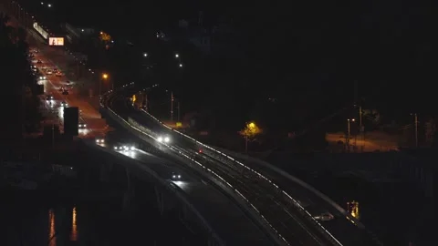 A subway train is crossing the bridge over the Dnipro River in Kyiv 스톡 동영상 339105556