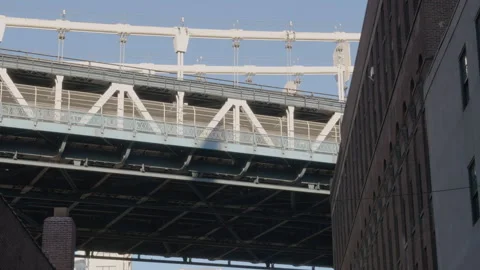 Subway train crossing The Manhattan Bridge Stock Footage 275484835