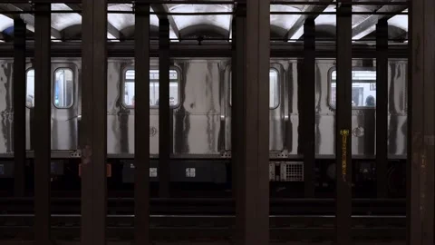 Subway Train departing in Station at 23rd Street in NYC. MTA Mass Transit Stock Footage