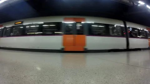 Subway train departing from the station Stock Footage 51553052