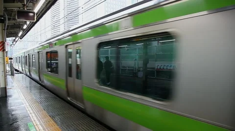 Subway train departure from station platform, Tokyo, Japan Stock-Footage 46206759