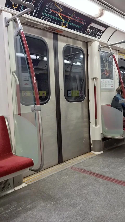 Subway train doors closing at a station in Toronto Stock Footage 326168433