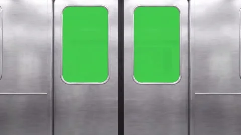 Subway Train Doors Green Screen Video Overlay Stock Footage 344767004