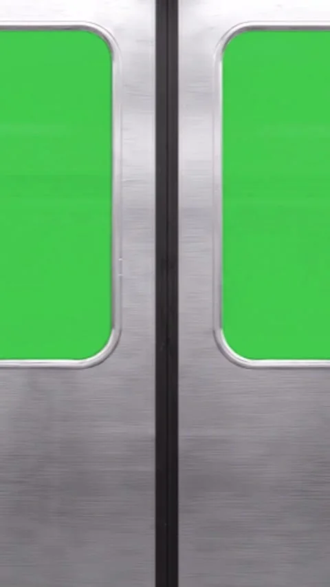 Subway Train Doors Vertical Green Screen Video Overlay Stock Footage 344767003
