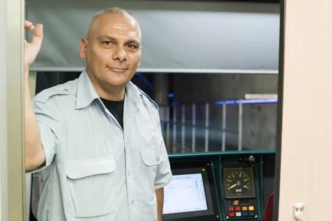  Subway train driver and operator Subway train driver and operator at the ... Stock Photos