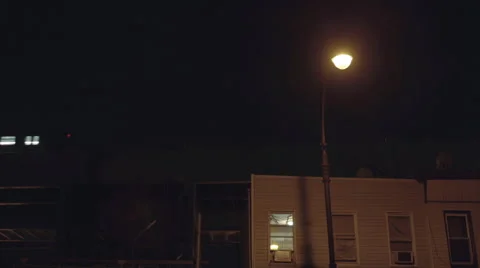 Subway Train Elevated Night NYC New York City 4K Brooklyn Stock Footage 41678372