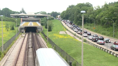 Subway train entering station Stock Footage 45698117