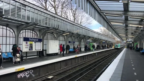 Subway train entering station. Paris, France, railway train Stock Footage 236902189