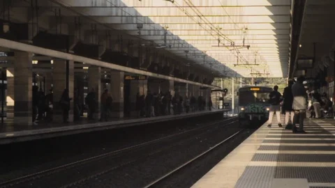 A a subway train enters the station. Stock-Footage 108017066