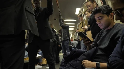 On A Subway Train 库存影片 121163251