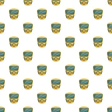 Subway train head flat cartoon seamless pattern Stock Illustration