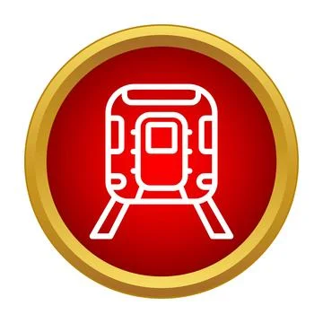 Subway train icon on red circle background Stock Illustration