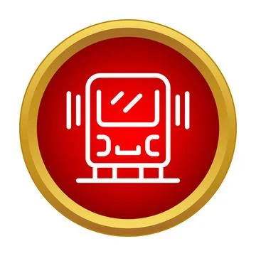 Subway train icon on red circle background イラスト素材