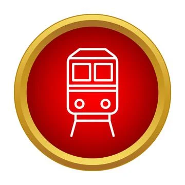 Subway train icon on red round button Stock Illustration