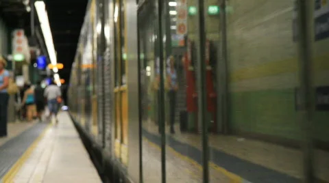 Subway Train Leaves Station Stock Footage 646736