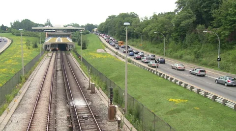 Subway train leaves station Stock Footage 45698648