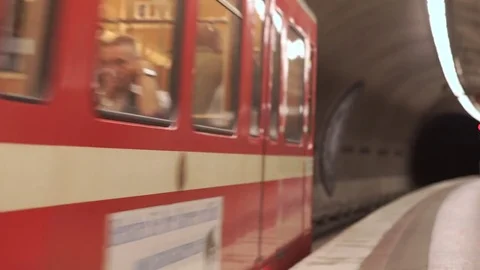 The subway train leaves the station Video stock 79141462