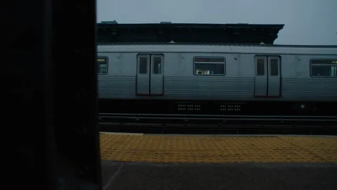 Subway Train Leaving Platform Stock Footage 129269155