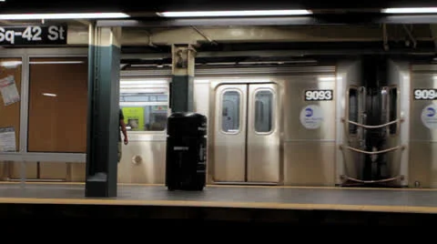 Subway Train Leaving the Station Stock Footage 25769907