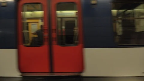 Subway train leaving underground station Video stock 87961074