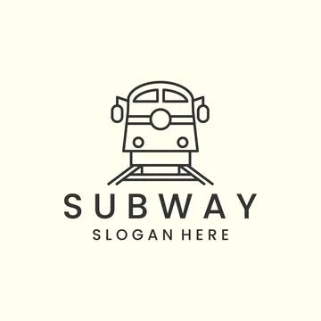 Subway train with linear style logo icon template design. train electric, tra Illustrazione stock