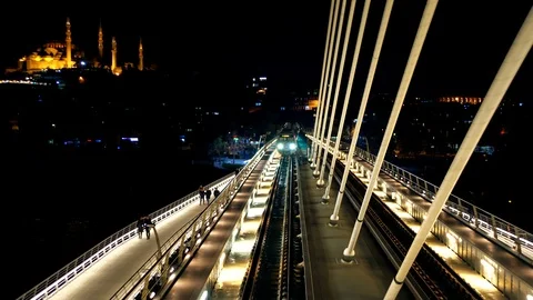 Subway Train at Night in Turkey Stock Footage 103512246