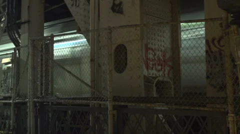 A subway train passes at high speed in New York. Stock Footage 44290752