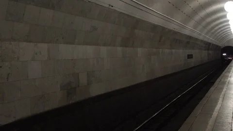 Subway train passing rail station Stock-Footage 85548527