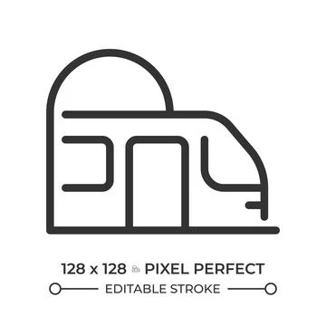 Subway train pixel perfect line icon Stock Illustration