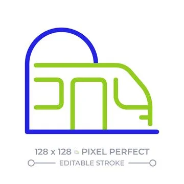 Subway train pixel perfect two color line icon Stock Illustration