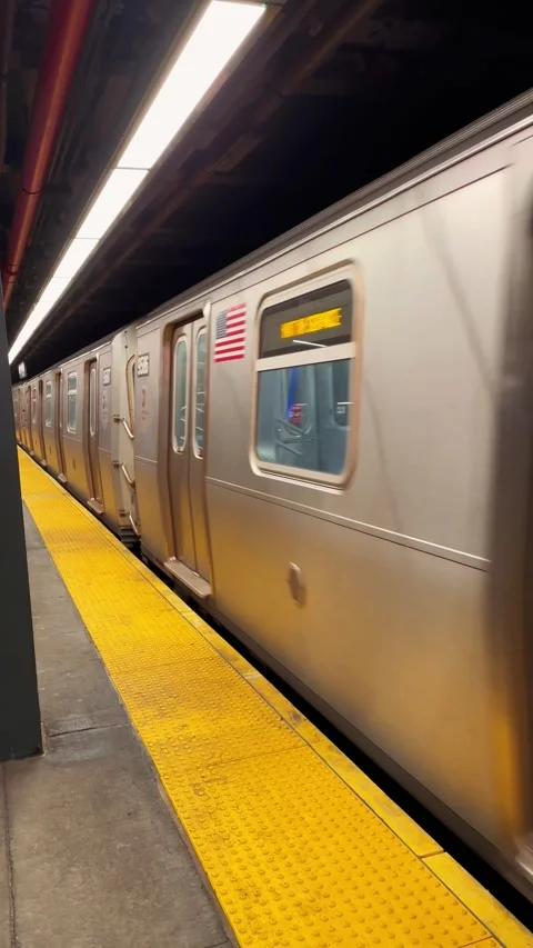 Subway Train at Platform in Manhattan, New York Vidéo 300841421