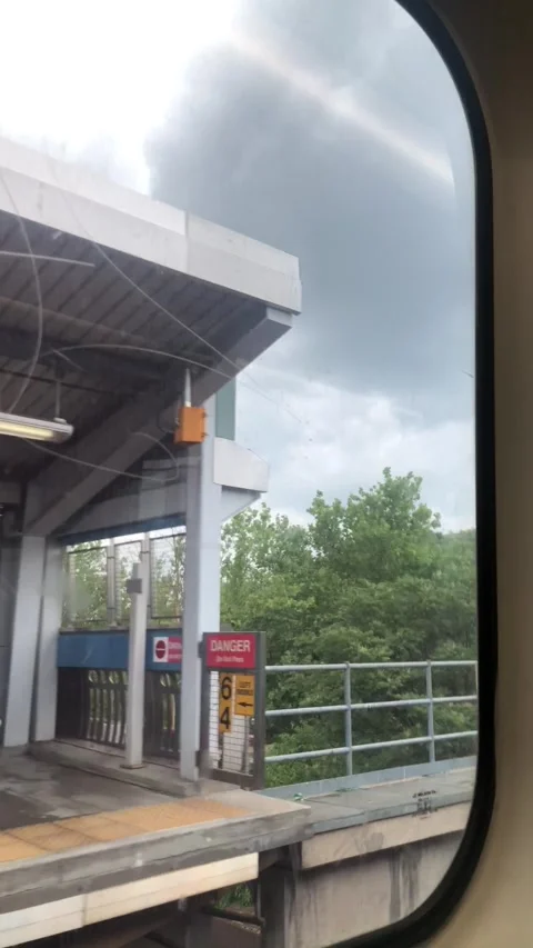 Subway train pulling off Stock Footage 244424811