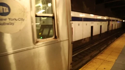 Subway train pulling out of the station Video stock 74641310